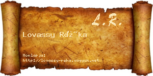 Lovassy Réka névjegykártya